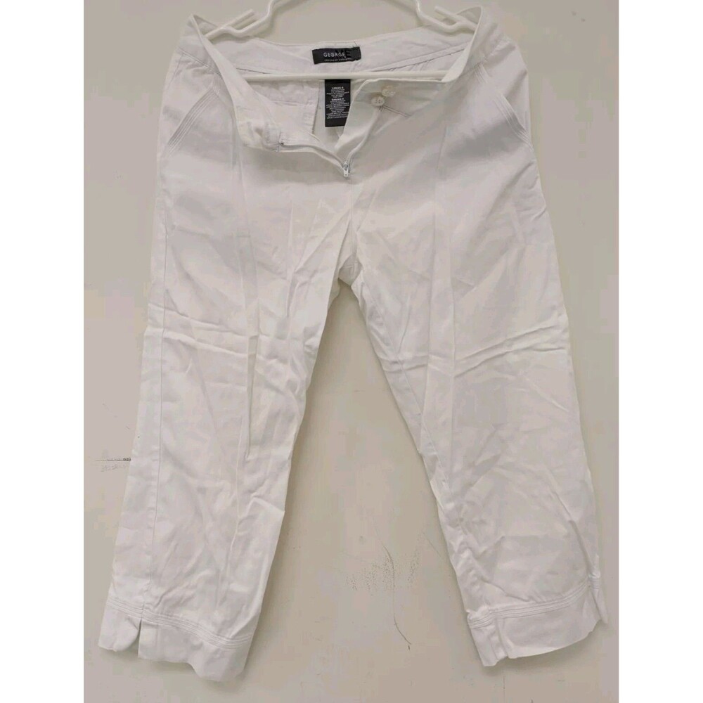George Designs Mark Eisen Ladies Size 4 White Pants Straight Leg Mid-Rise